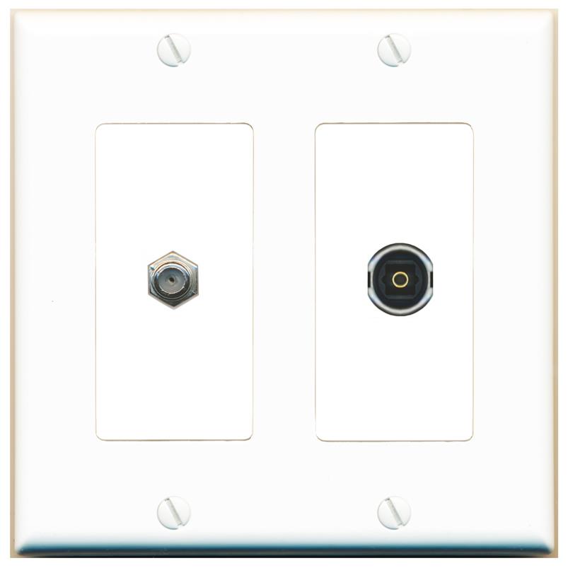 COAX TOSLINK Wall Plate [White]