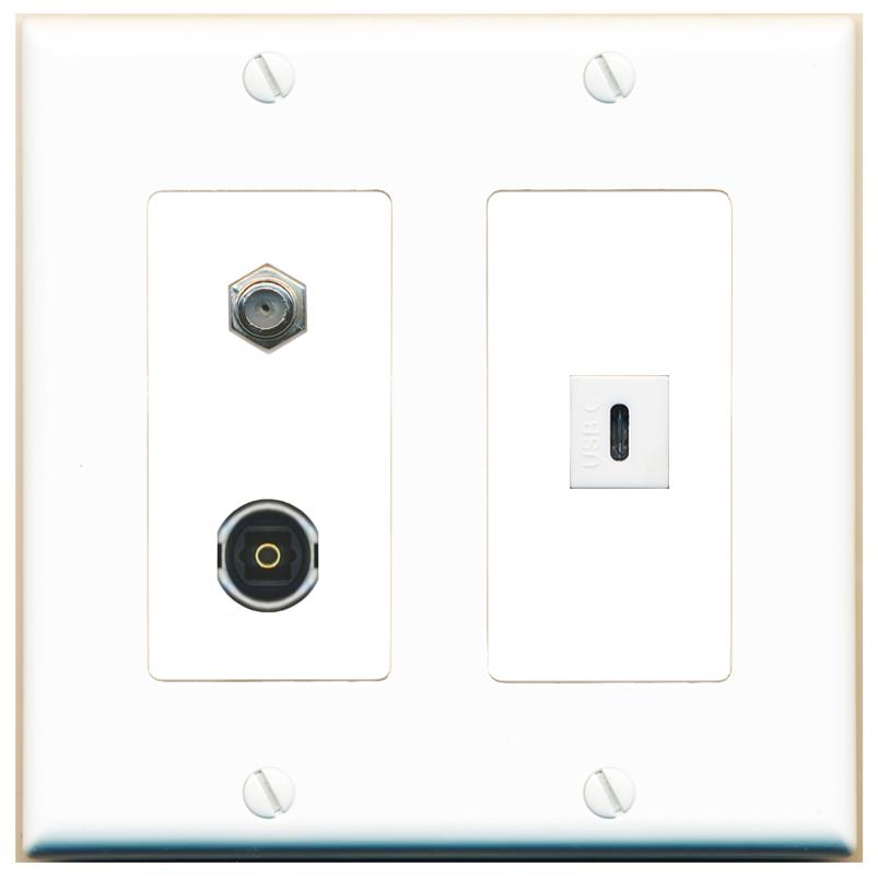 COAX TOSLINK USBC Wall Plate [White]