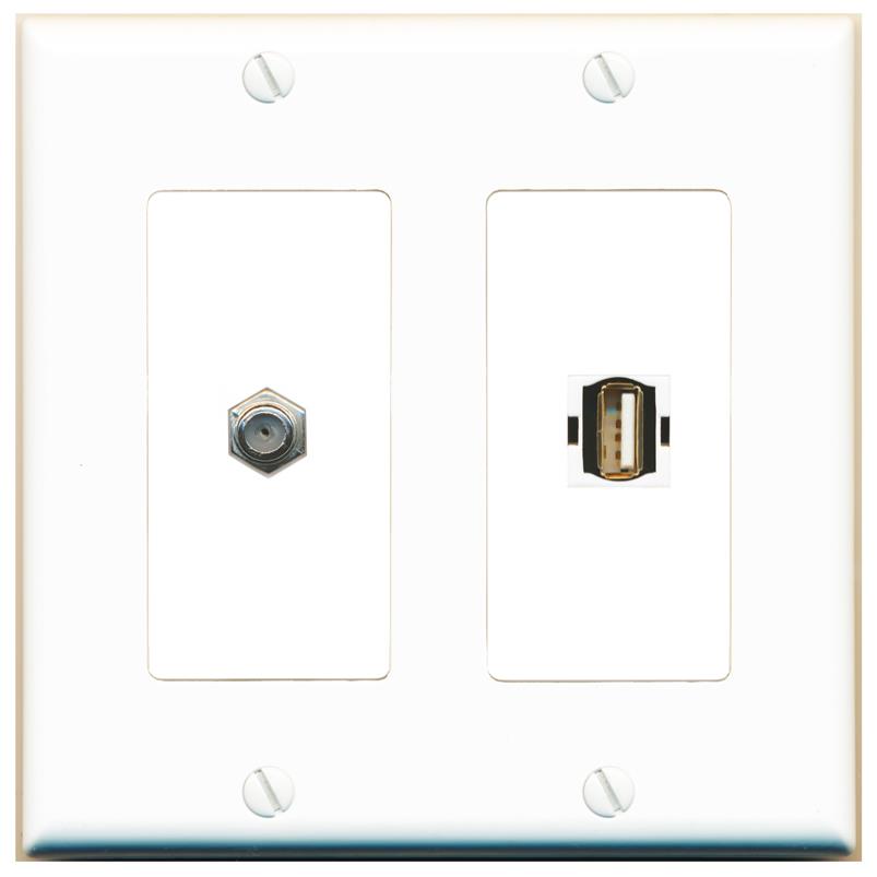 COAX USB2 Wall Plate [White]