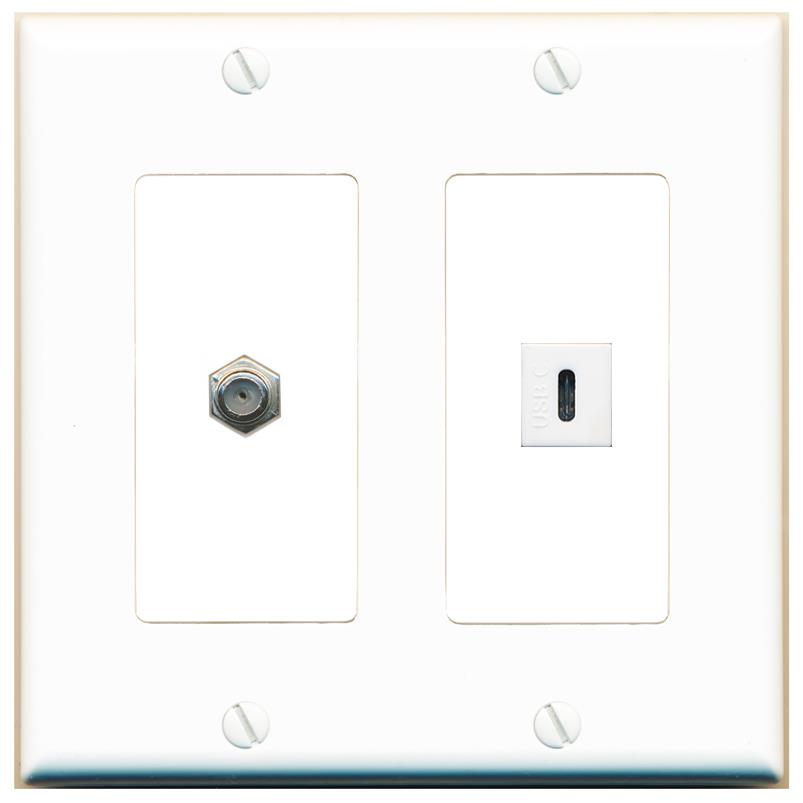 COAX USBC Wall Plate [White]