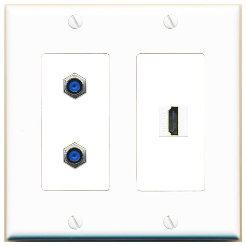 2 F81 HDMI Wall Plate [White]