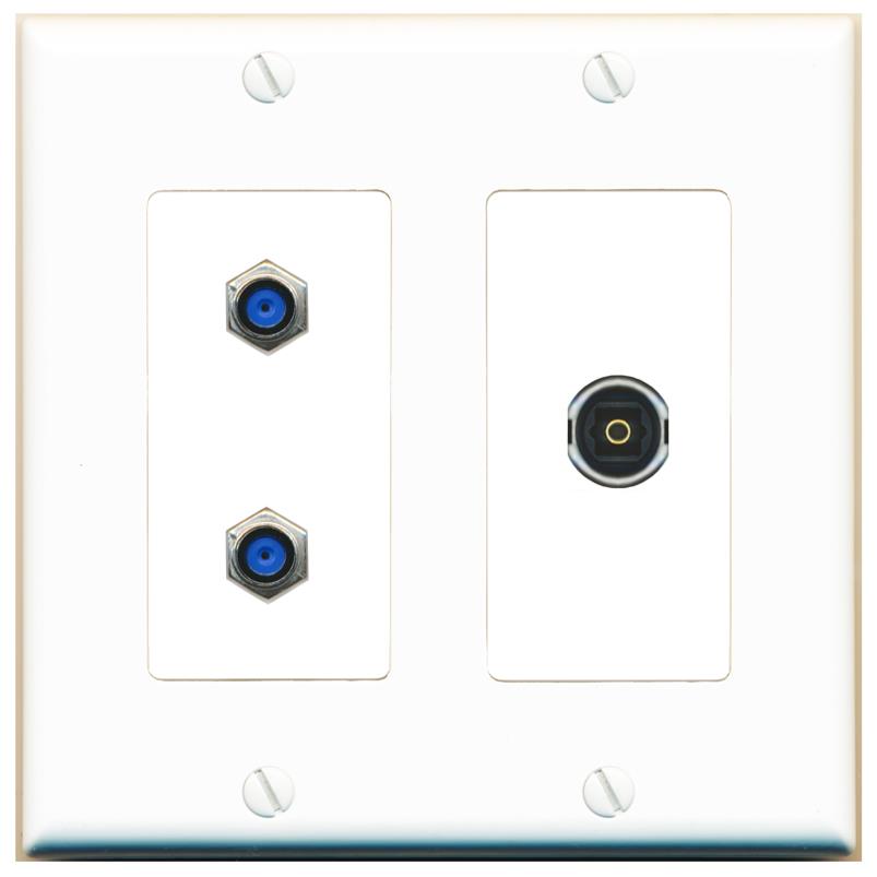 2 F81 TOSLINK Wall Plate [White]