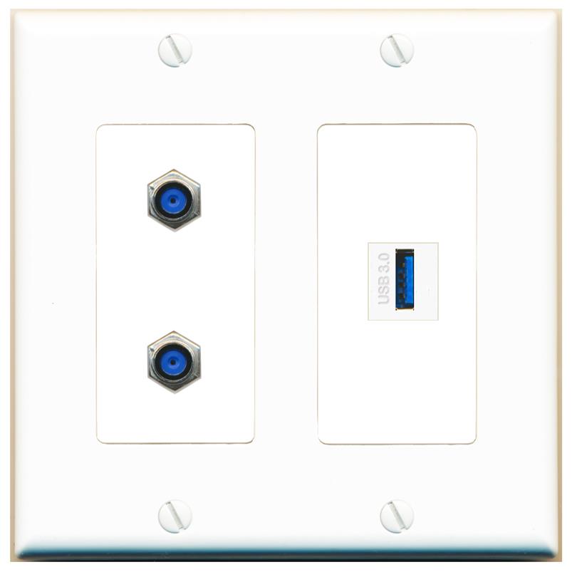 2 F81 USB-3 Wall Plate [White]