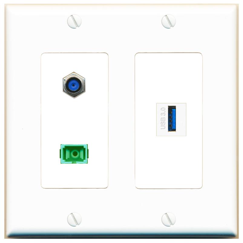 F81 SC-APC-SX USB-3 Wall Plate [White]