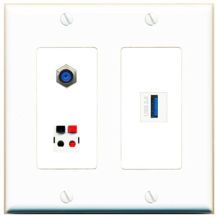 F81 SPEAKER USB-3 Wall Plate [White]