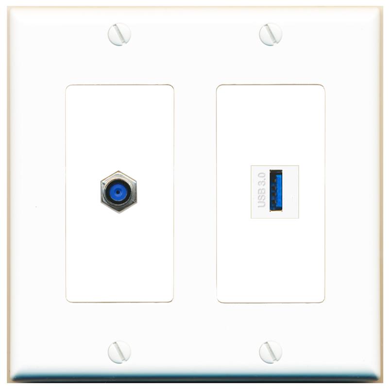 F81 USB-3 Wall Plate [White]