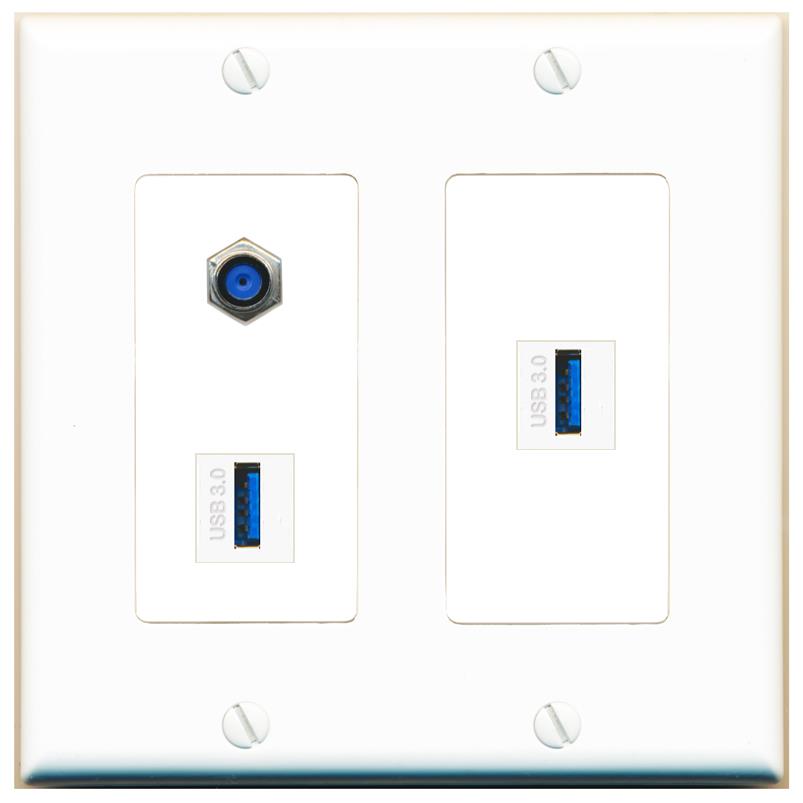 F81 2 USB-3 Wall Plate [White]