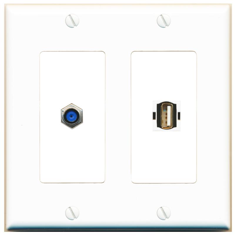 F81 USB2 Wall Plate [White]