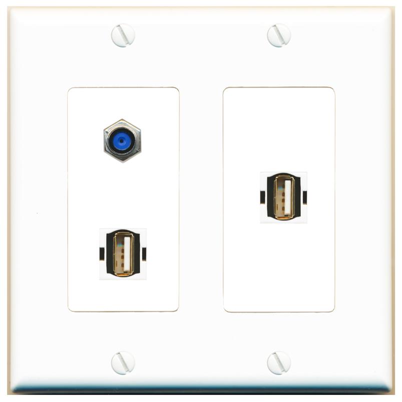 F81 2 USB2 Wall Plate [White]