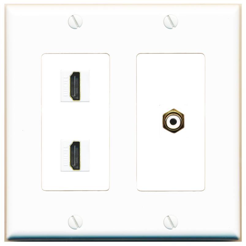 2 HDMI RCA-WHITE Wall Plate [White]