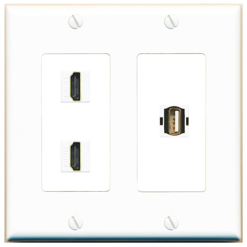 2 HDMI USB2 Wall Plate [White]