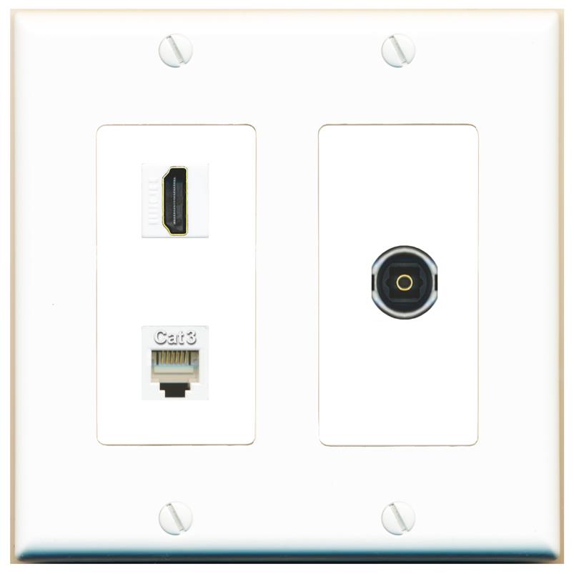 HDMI PHONE TOSLINK Wall Plate [White]