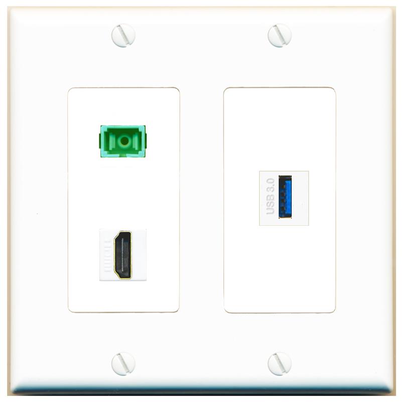 HDMI SC-APC-SX USB-3 Wall Plate [White]