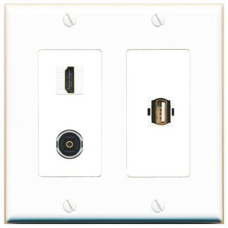 HDMI TOSLINK USB2 Wall Plate [White]
