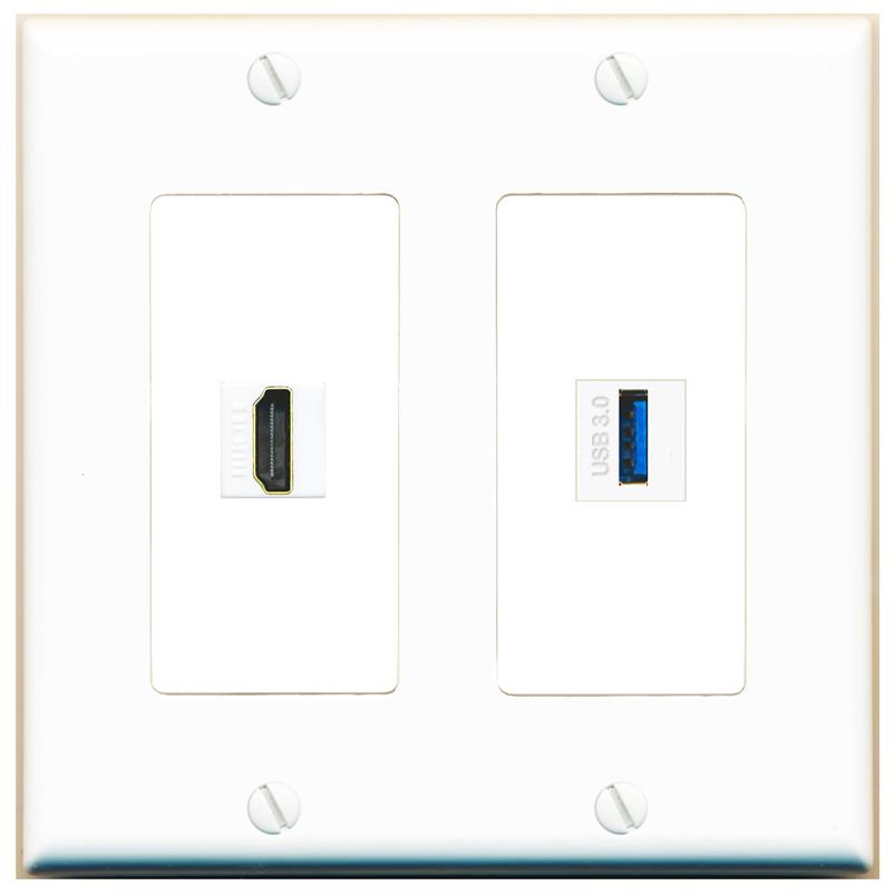 HDMI USB-3 Wall Plate [White]