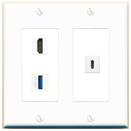 HDMI USB-3 USBC Wall Plate [White]