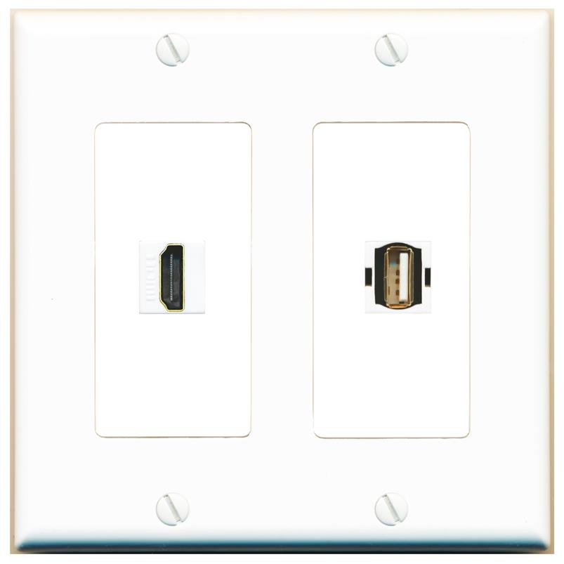 HDMI USB2 Wall Plate [White]