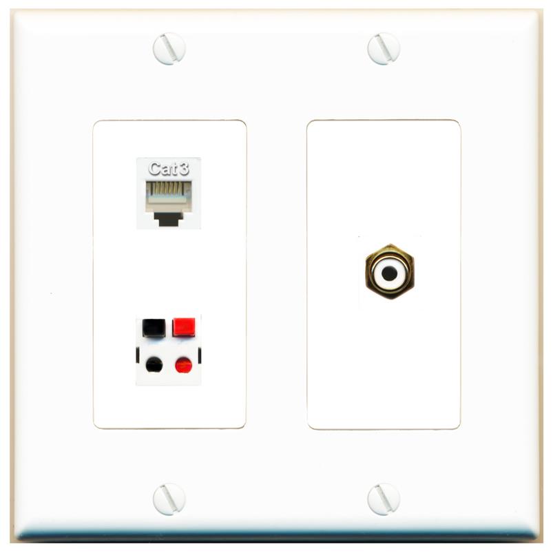 PHONE RCA-WHITE SPEAKER Wall Plate [White]