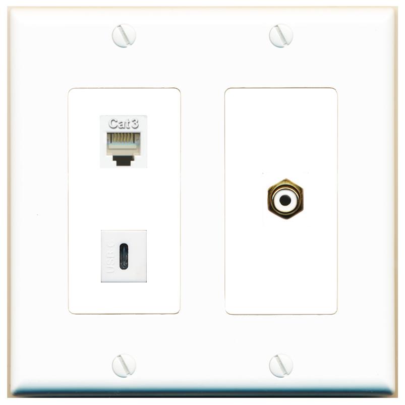 PHONE RCA-WHITE USBC Wall Plate [White]