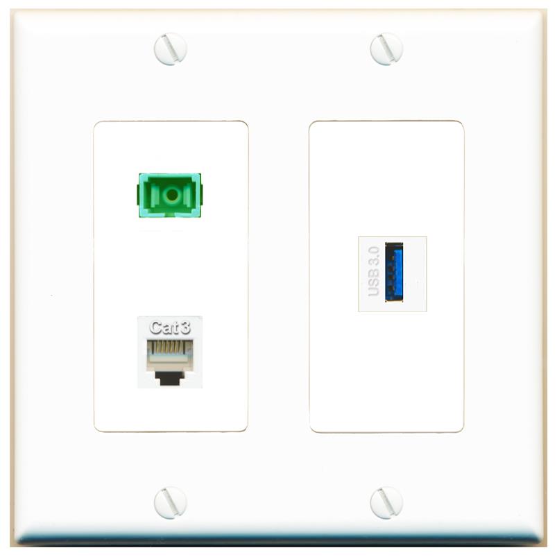 PHONE SC-APC-SX USB-3 Wall Plate [White]