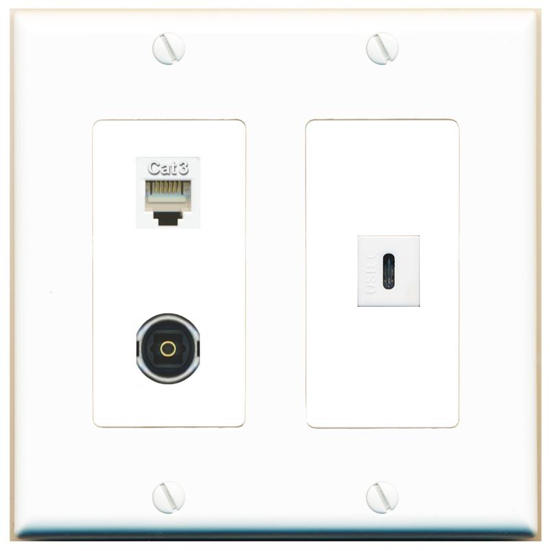 PHONE TOSLINK USBC Wall Plate [White]