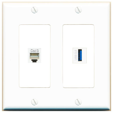 PHONE USB-3 Wall Plate [White]