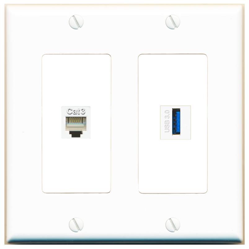 PHONE USB-3 Wall Plate [White]
