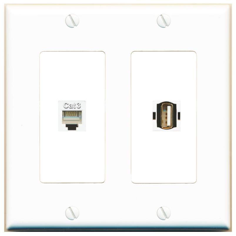 PHONE USB2 Wall Plate [White]