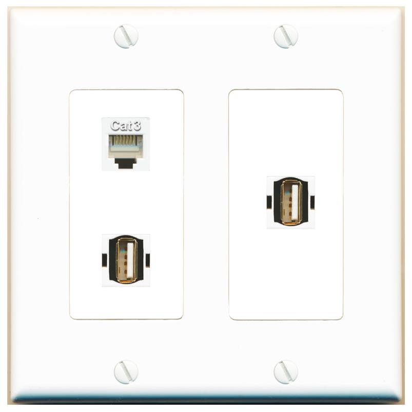 PHONE 2 USB2 Wall Plate [White]