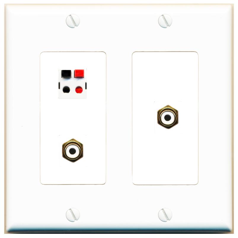 2 RCA-WHITE SPEAKER Wall Plate [White]