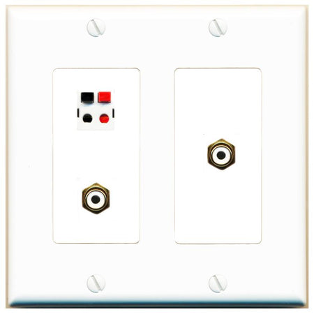 2 RCA-WHITE SPEAKER Wall Plate [White]