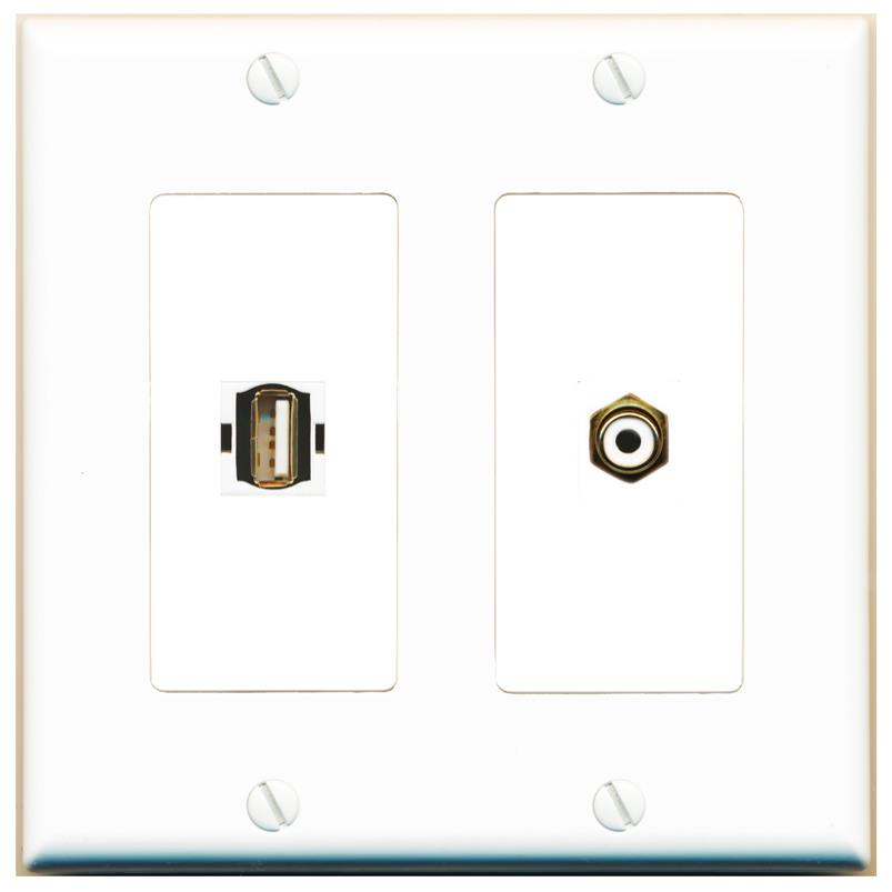 RCA-WHITE USB2 Wall Plate [White]