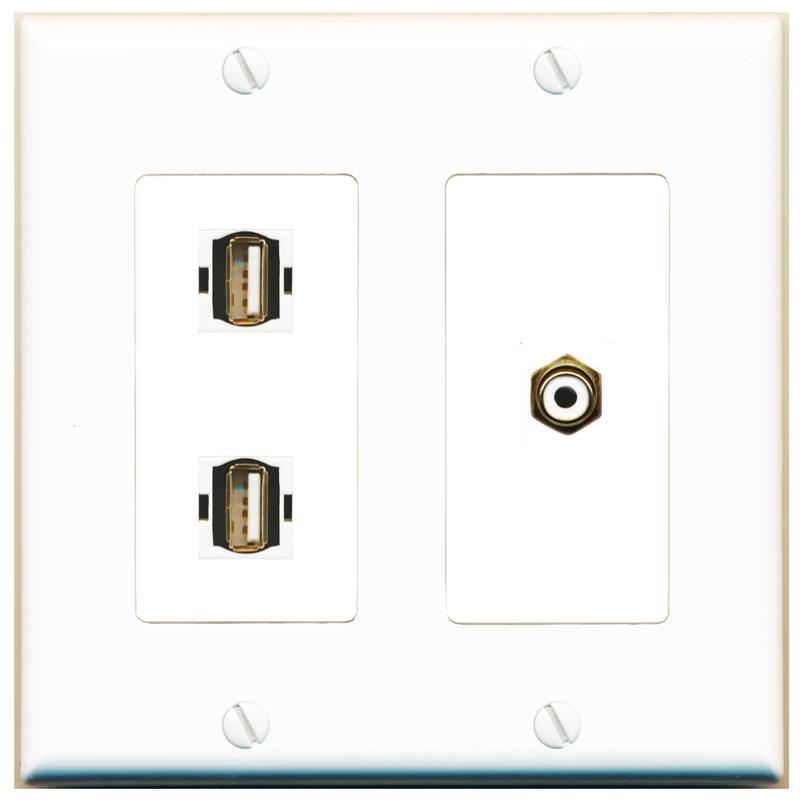 RCA-WHITE 2 USB2 Wall Plate [White]