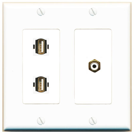 RCA-WHITE 2 USB2 Wall Plate [White]