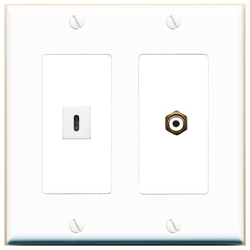 RCA-WHITE USBC Wall Plate [White]