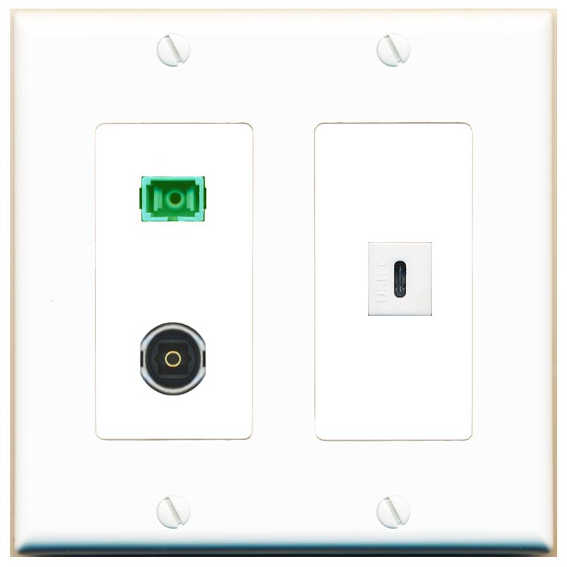 SC-APC-SX TOSLINK USBC Wall Plate [White]