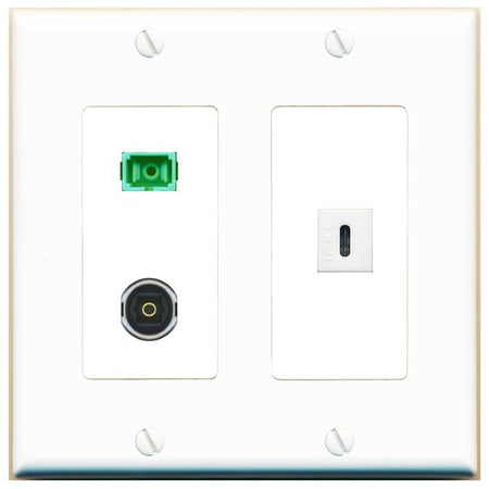 SC-APC-SX TOSLINK USBC Wall Plate [White]