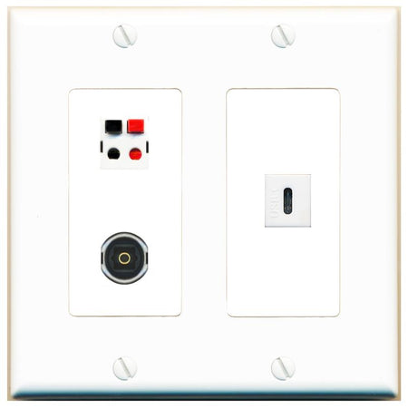 SPEAKER TOSLINK USBC Wall Plate [White]