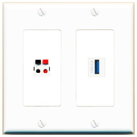 SPEAKER USB-3 Wall Plate [White]