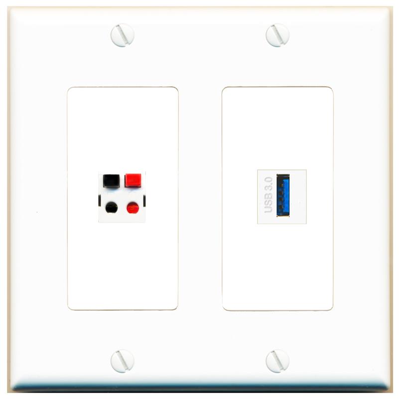 SPEAKER USB-3 Wall Plate [White]