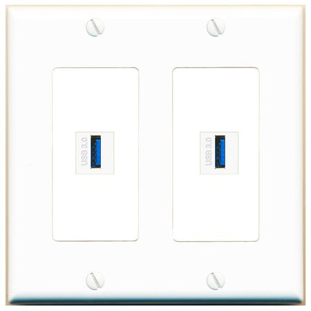 2 USB-3 Wall Plate [White]