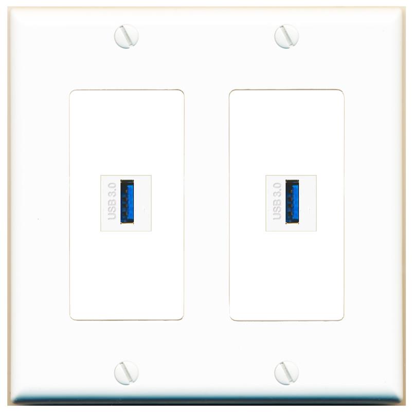 2 USB-3 Wall Plate [White]
