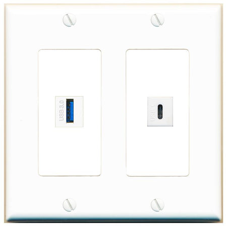 USB-3 USBC Wall Plate [White]