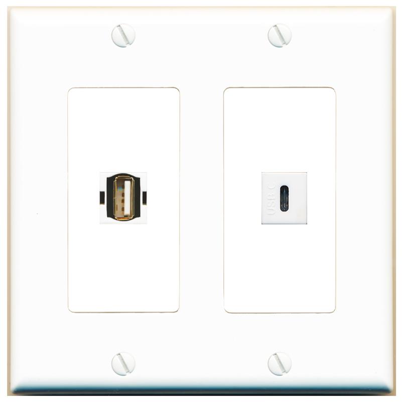 USB2 USBC Wall Plate [White]