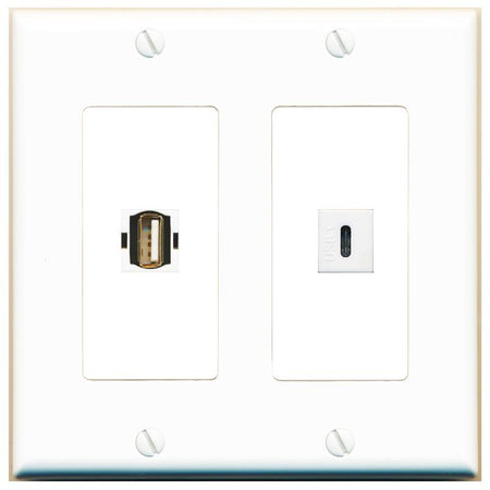 USB2 USBC Wall Plate [White]