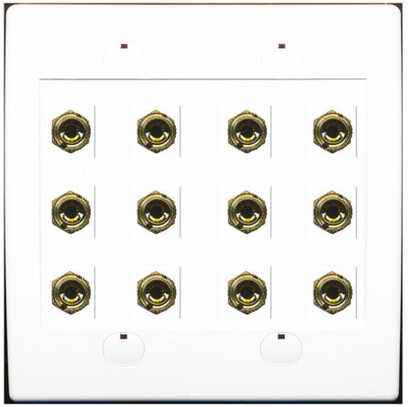 RiteAV 12 Banana 6 Speaker Surround F/F Coupler Binding Post Wall Plate 2 Pack