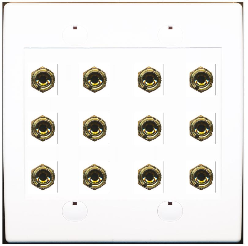RiteAV 12 Banana 6 Speaker Surround F/F Coupler Binding Post Wall Plate 2 Pack