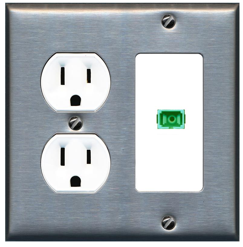 RiteAV SC-APC-SX Wall Plate with Round Outlet [Stainless-White]