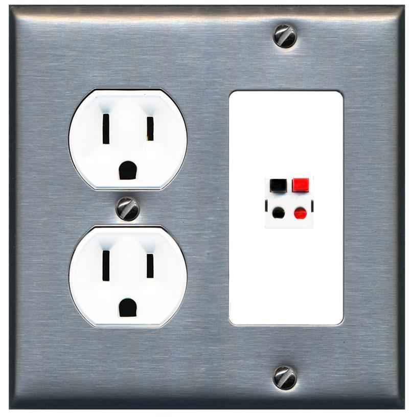 RiteAV SPEAKER Wall Plate with Round Outlet [Stainless-White]