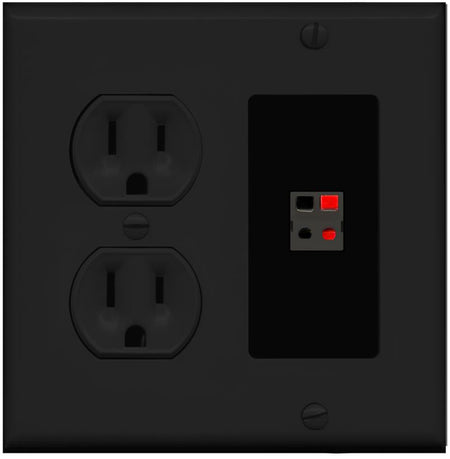 RiteAV SPEAKER Wall Plate with Round Power Outlet [Black]